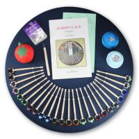 Bobbin Lace Kit With Spangled (Glass Beads) Wooden Bobbins - 18"
