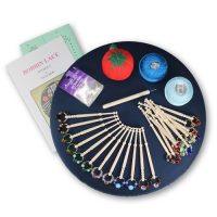 Bobbin Lace Kit With Spangled (Glass Beads) Wooden Bobbins - 13"