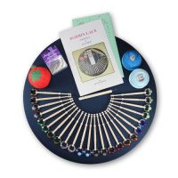 Bobbin Lace Kit With Spangled (Glass Beads) Wooden Bobbins - 16"