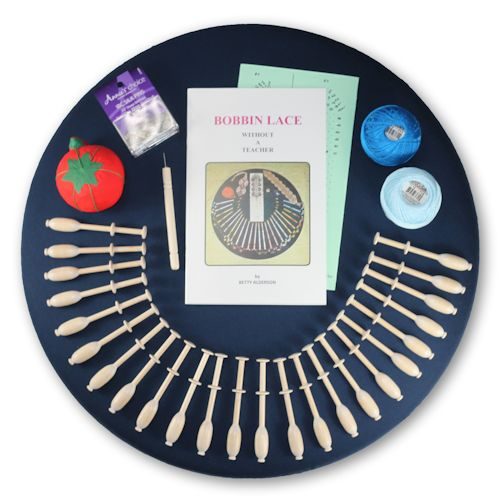 Bobbin Lace Kit With Wooden Belgian Bobbins - 18"